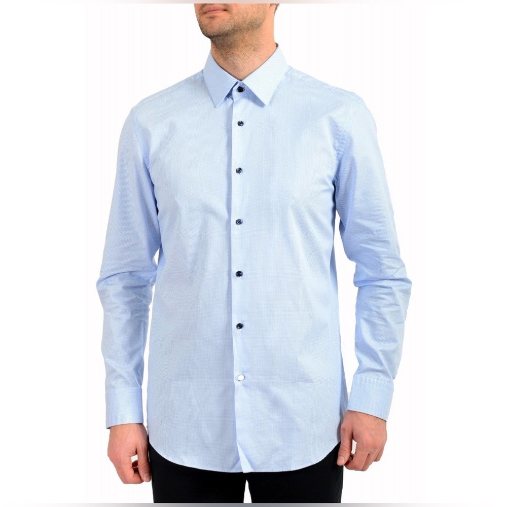 Boss Men’s Light Blue Dress Shirt with Point Collar
